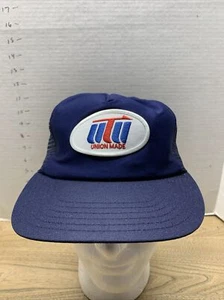 Vintage Union hergestellt Patch Druckknopflasche Trucker Mütze Kappe Profi Fit Made in USA BlueFoam - Bild 1 von 9