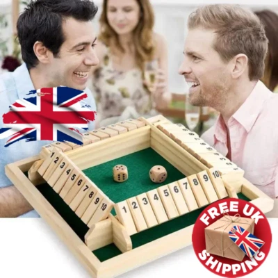 Shut the Box Dice Game - Wooden Family Traditional Tabletop Toy UK - Image 1 of 4