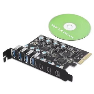 7 Ports 4*USB-A 3*USB-C PCIe to USB 3.2 Gen 2 Expansion Card 20 Gbps Bandwidth - Afbeelding 1 van 12
