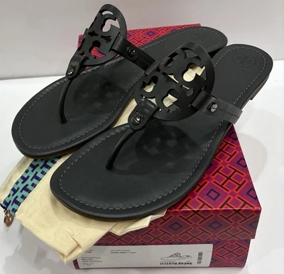 Новые темно-серые вегетарианские кожаные сандалии горки Tory Burch Miller размер 13 с коробкой - Изображение 1 из 4