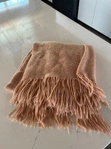 West Elm Throw Blanket Blush Peach 50x60 Inches Fringe Light Weight 100% Acrylic - Picture 1 of 5