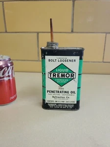 LIQUID TREMOR TIN OIL CAN BOLT LOOSENER I US PINT Empty collectible nice color - Picture 1 of 7