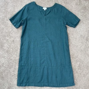 J. Jill Dress Womens M Petite Teal Pure Jill Garment Dyed 100% Linen Tunic Artsy - Picture 1 of 9