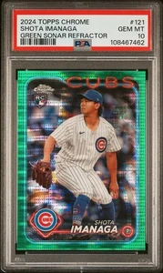 2024 Topps Chrome SHOTA IMANAGA Green Sonar Refractor /99 Rookie 121 Cubs PSA 10 - Picture 1 of 2