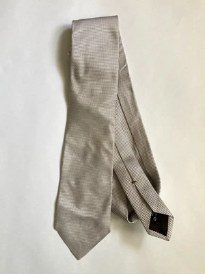 Ermenegildo Zegna Su Misura Silk Neck Tie White Microchecks Made In Italy - Image 1 of 4