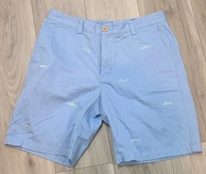 Vineyard Vines Cotton Twill Shorts Men's 33 in X 9in Lt Blue Embroidered Fish - Picture 1 of 4
