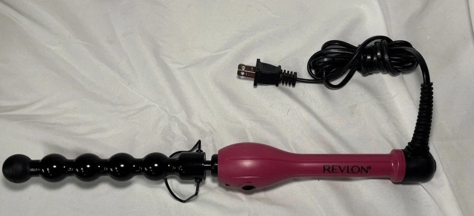REVLON CURLING IRON Textured Tapered Hair STYLING WAND Pink On OFF Long Cord - Image 1 of 4