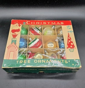 Vintage Fantasia Glass Christmas Ornaments in Box 12 Mixed Art Glass - Picture 1 of 9