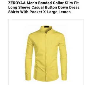 zeroyaa Men Slim Fit Shirt Size XL Lemon Color Long Sleeve Button Down New - Picture 1 of 6