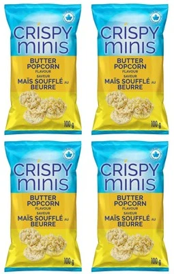 Chips de arroz integral con sabor a palomitas de maíz con mantequilla Quaker Crispy Minis, 100 g (paquete de 4) Foto 1 de 4
