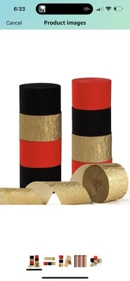 Red-Black Gold Casino-Theme Party-Decorations Streamers - 9 Rolls Graduation - Image 1 of 2
