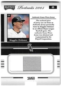 Magglio Ordonez 2003 PLAYOFF PORTRAITS MLB GAME WORN JERSEY CARD White Sox SP/50 - Picture 1 of 2