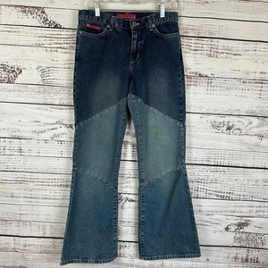 Damen Vintage Y2K Hot Kiss Low Rise Flare Patchwork Baumwolle Denim Jeans Größe 7 29" - Bild 1 von 10