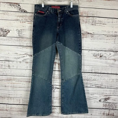 Pantalones de mezclilla de algodón acampanados acampanados tiro bajo Y2K de colección para mujer talla 7 29" Foto 1 de 4