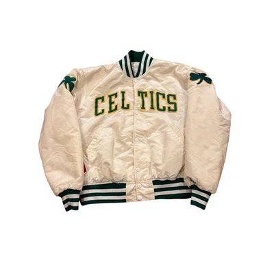 Chaqueta De Colección Años 80 Starter Boston Celtics NBA Blanca Satén Para Hombre Grande Foto 1 de 4