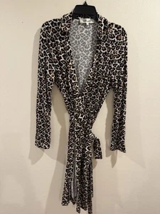 diane von furstenberg Leopard Wrap Dress Large - Picture 1 of 4