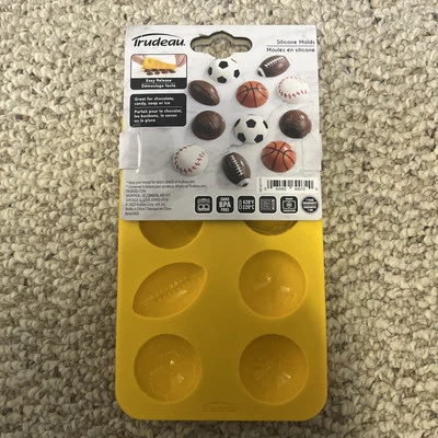 Trudeau Chocolate Mold Silcone 2 Pc Set Balls Football Soccer  7x 4.5" New - Image 1 of 2