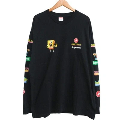 Supreme 25SS Bob Esponja Castelli Ciclismo L S Camiseta Bob Esponja Larga Usada f5e Foto 1 de 4