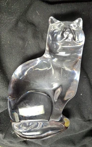 Orrefors Crystal Figurine Seated Cat Sculpture Signed Sweden 1990s signed - Bild 1 von 5