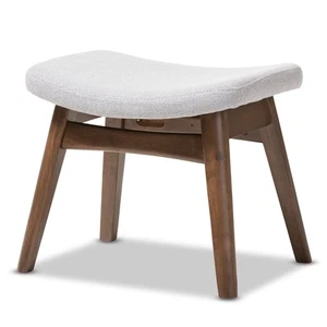 Baxton Studio Naudia Mid-Century Modern Light Grey Fabric Upholstered Ottoman... - Picture 1 of 4