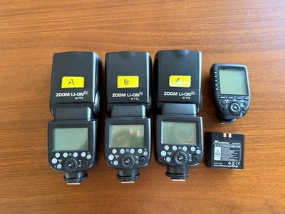 3 Pack of Flashpoint Zoom Li-on X R2 TTL for Nikon + wireless trigger & battery - Image 1 of 2