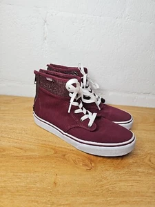 VANS Sk8-Hi Glitter Maroon Burgundy High Tops Sneakers Women’s 6/Boys 4.5 - Picture 1 of 12