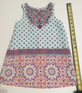 Osh Kosh Tank Sz 4 Dress Boho Turquoise Girls EUC - Picture 1 of 8