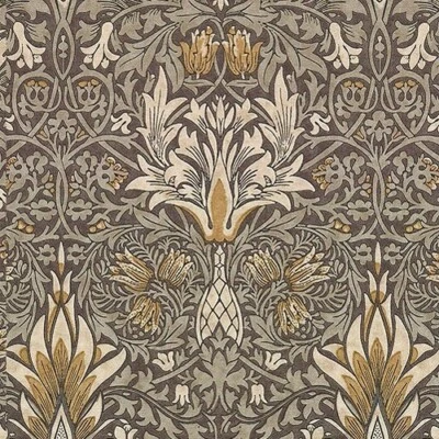 Merton - Snakehead Damask - Brown by The Original Morris & Co Cotton Fabric - Image 1 of 2