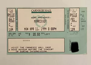 Vintage Morrissey Carnegie Hall Unused Cancelled Concert Ticket - Picture 1 of 3