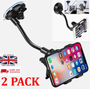 Car Suction Phone Holder 360° Rotatable Dashboard Windscreen Mount Universal X 2 - Picture 1 of 16