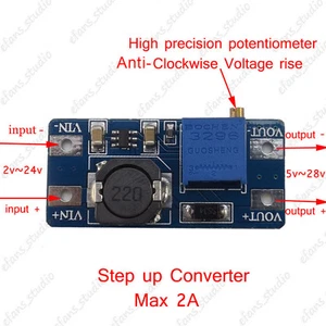 2A DC-DC Boost Step up Adjustable Volt Converter 3V-24V to 5v-28v 6v 9v 12v 24v - Picture 1 of 4