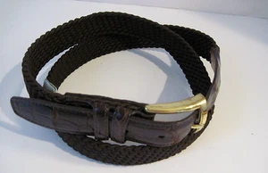 Classic Lai Belt Men's Brown Braided Fabric Alligator Made in Italy Size 38 - Picture 1 of 8