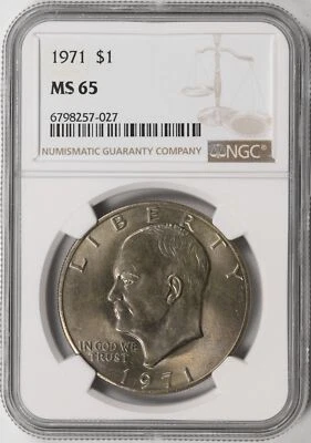 1971 Eisenhower Dollar Ike $1 NGC MS65 - Image 1 of 4