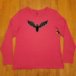 Halloween Black Bat Shirt Womens XL Long Sleeve Tee Pink NEW - Picture 1 of 16