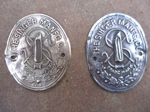 De colección Dos placas antiguas en latón y metal en relieve marca SINGER MANFG.CO - Imagen 1 de 10