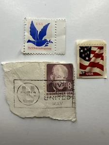 LOTE DE ESTAMPILLAS DE Estados Unidos - 8 centavos Dwight D. Eisenhower, sello de maquillaje de paloma y 37 centavos de Estados Unidos - Imagen 1 de 2