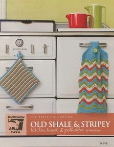Juniper Moon Knitting Pattern J15-05 Old Shale & Stripey Kitchen Towel Potholder - Picture 1 of 3