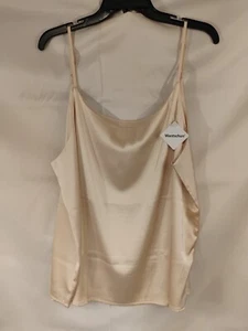 NWT Wantschun Womens 2XL Beige Silky Cami Camisole Tank Dressy Blouse Undershirt - Picture 1 of 6