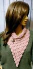 crochet Button cowl scarf neck warmer woman's handmade soft pink rose blocks