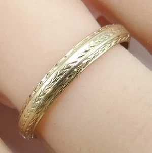 Vtg Antique Art Deco 14K Yellow Gold Etched Eternity Wedding Band Ring 7 LNH2 - Picture 1 of 5