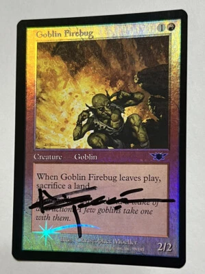 Magic the Gathering GOBLIN FIREBUG #98/145 FOIL 2003 CHRISTOPHER MOELLER SIGNED - Image 1 of 3