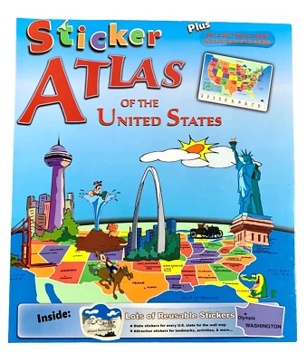 Sticker ATLAS United States Interactive Wall Map Game Activities Kids Learn NEW - Image 1 of 4