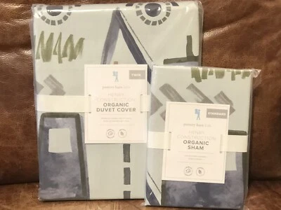 NUEVO Pottery Barn Kids Henry Construcción Orgánica Doble Funda Nórdica y Falsa, Camiones Foto 1 de 4
