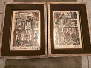 2 Thomas Meek Jr Watercolor paintings New Orleans French Quarter Royal Street - Picture 1 of 4