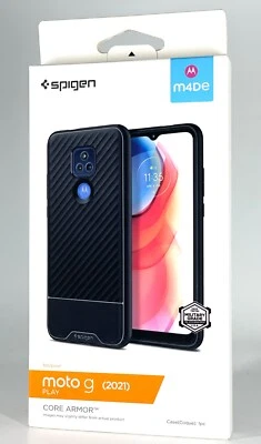 Spigen Core Armor Case For Moto G Play 2021 - Black - Image 1 of 2