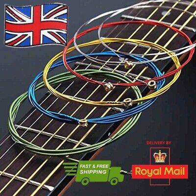 Acoustic Guitar Strings Set Of 6 Steel Colour Strings • 2.98£