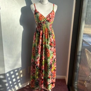 She’s Cool vintage y2k tropical flower maxi dress small - Picture 1 of 5