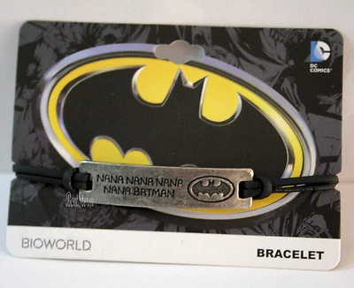 Новый DC Comics Batman NANA NANA NANA ID имя пластина подвеска черный шнур браслет - Изображение 1 из 3