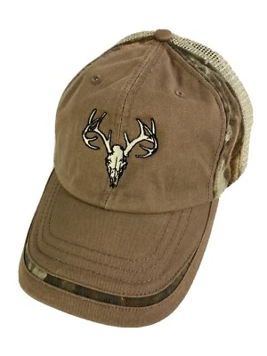 Bill Jordan's Advantage Timber Camouflage Mesh Back Hat/Cap Adj Strap Deer Skull - Image 1 of 4