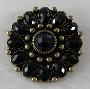 Premier Designs Jewelry Vintage Fancy Black Rhinestone Clasp Pin Brooch Pendant - Picture 1 of 4